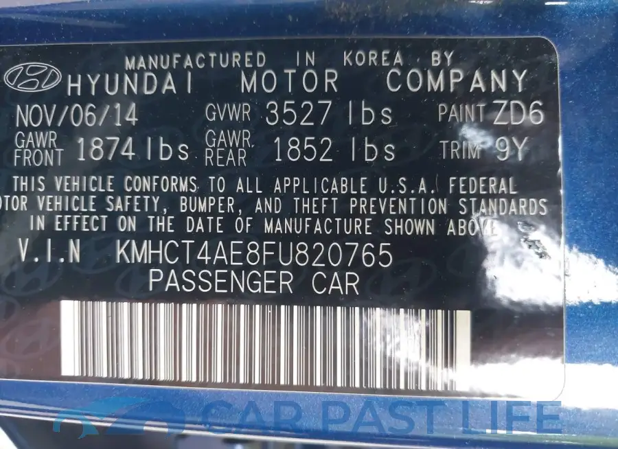 KMHCT4AE8FU820765# 9