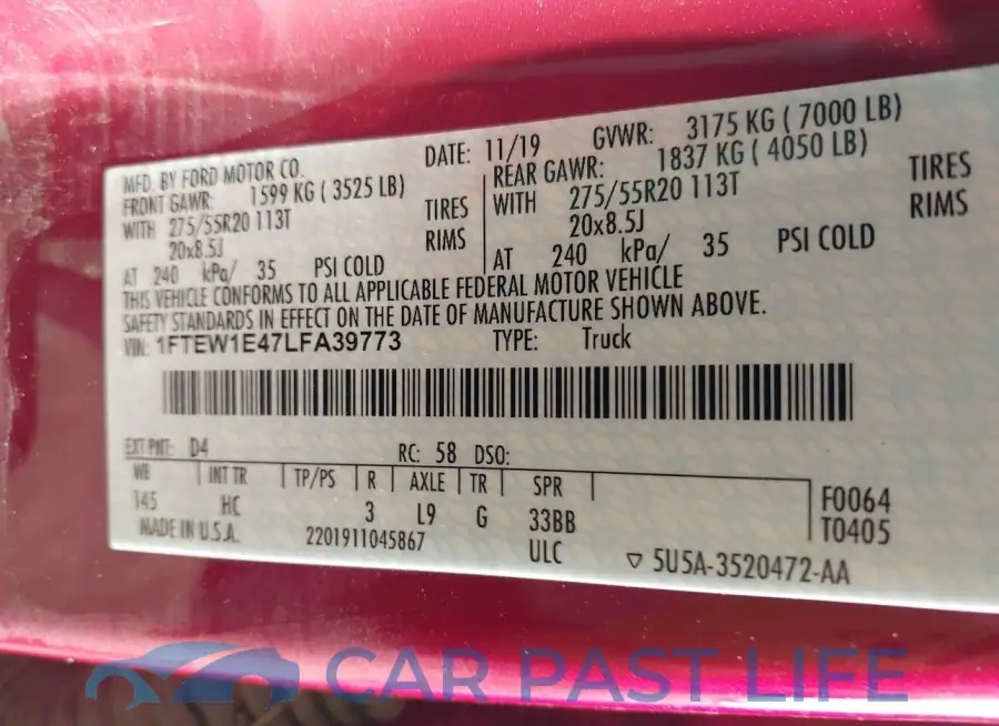1FTEW1E47LFA39773# 9