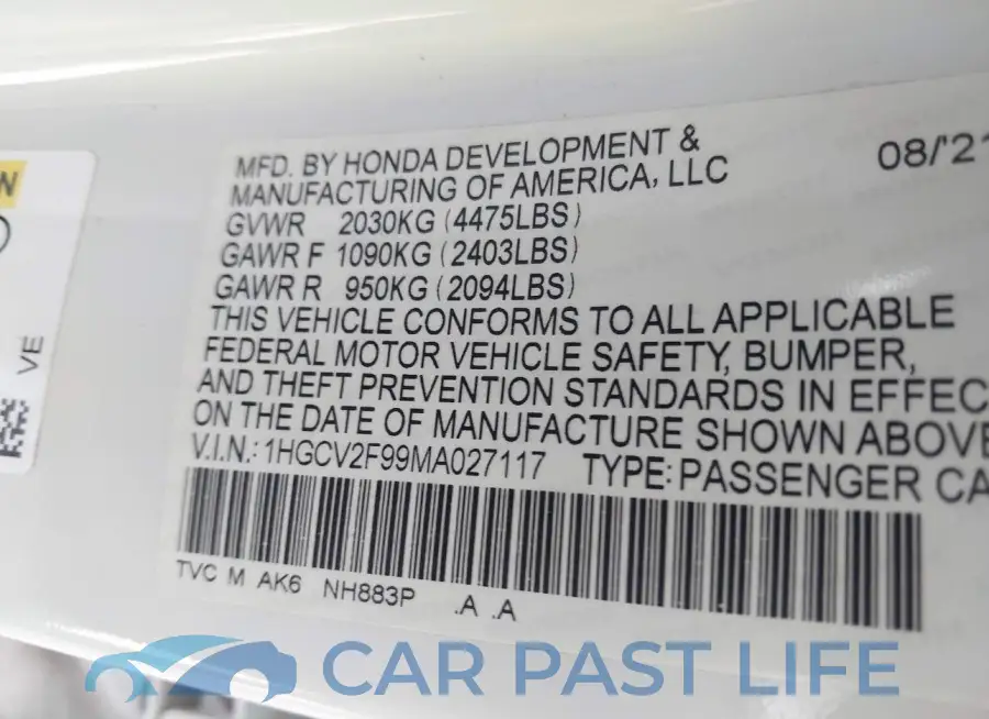 1HGCV2F99MA027117# 9