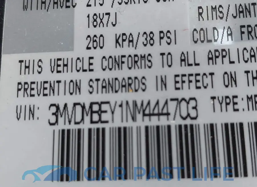 3MVDMBEY1NM444703# 9