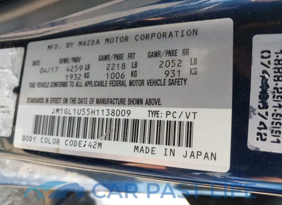 JM1GL1U55H1138009# 9