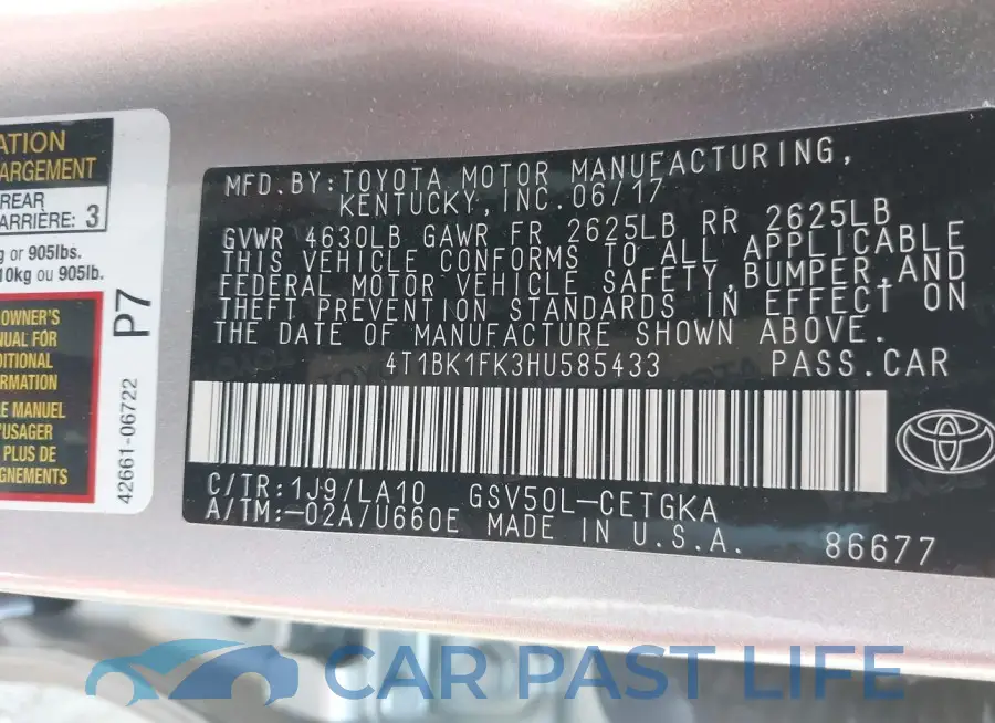 4T1BK1FK3HU585433# 9