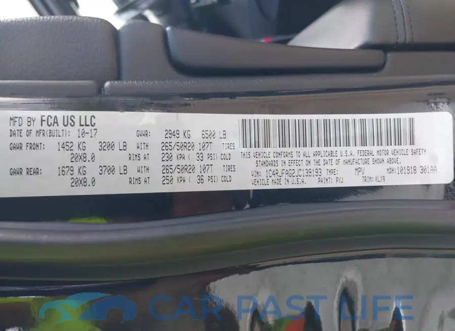 1C4RJFAG2JC139193# 9