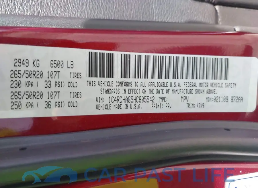 1C4RDHAG5HC805542# 9
