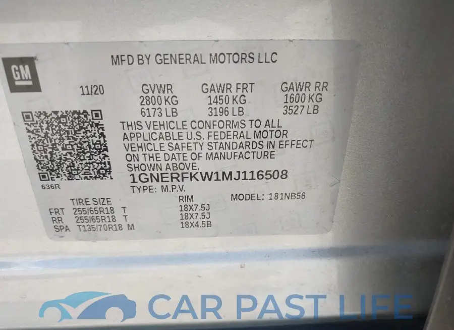 1GNERFKW1MJ116508# 9