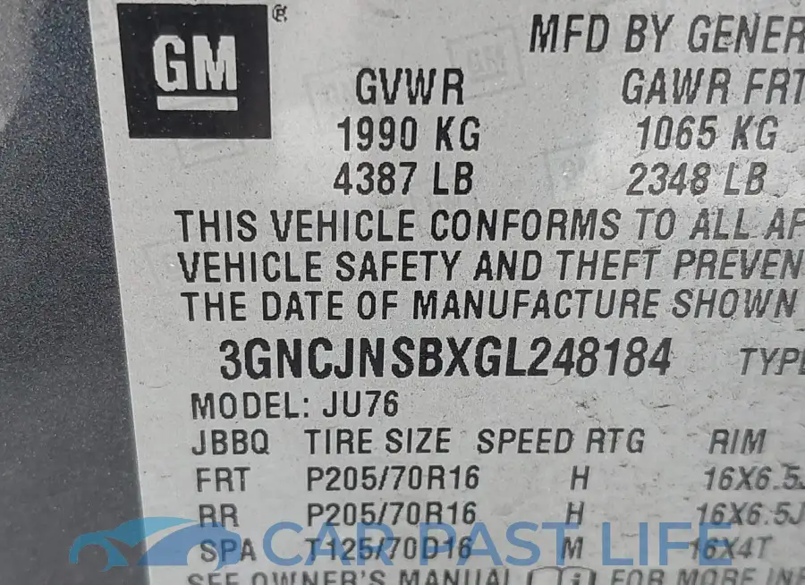 3GNCJNSBXGL248184# 9