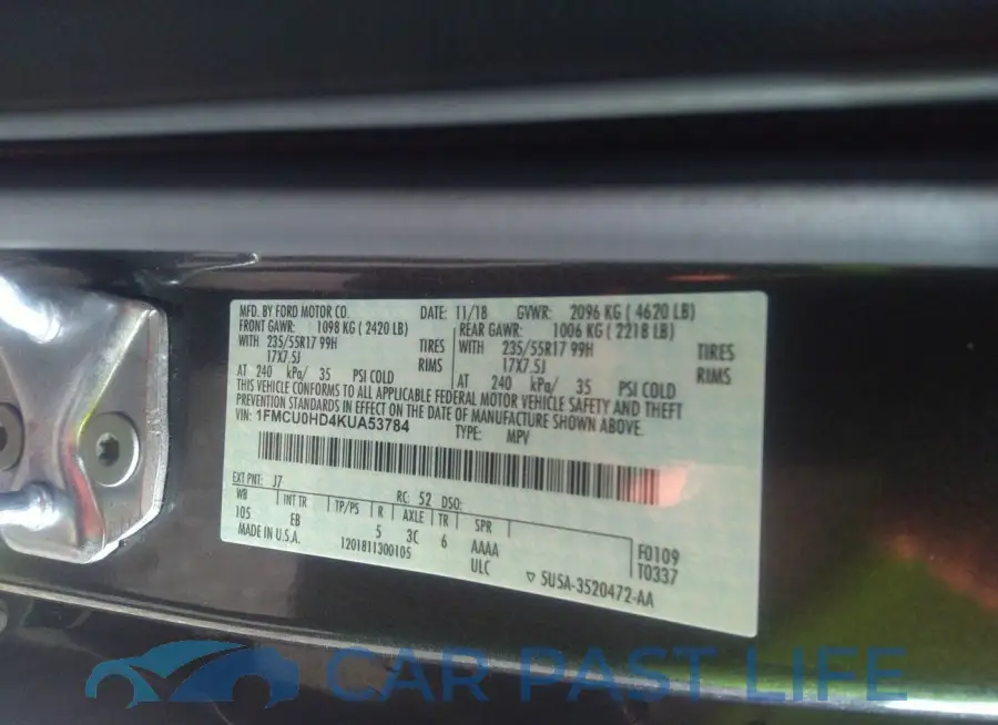 1FMCU0HD4KUA53784# 9