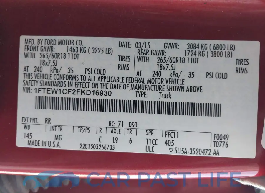 1FTEW1CF2FKD16930# 9