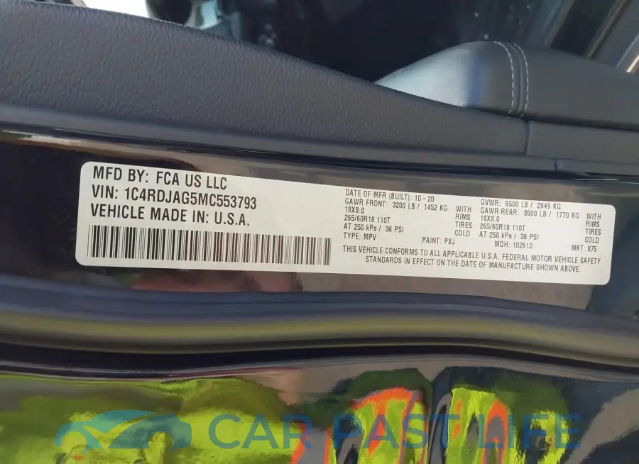 1C4RDJAG5MC553793# 9
