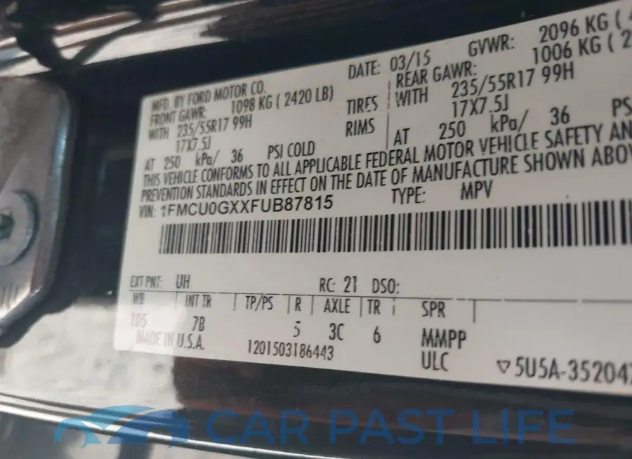 1FMCU0GXXFUB87815# 9