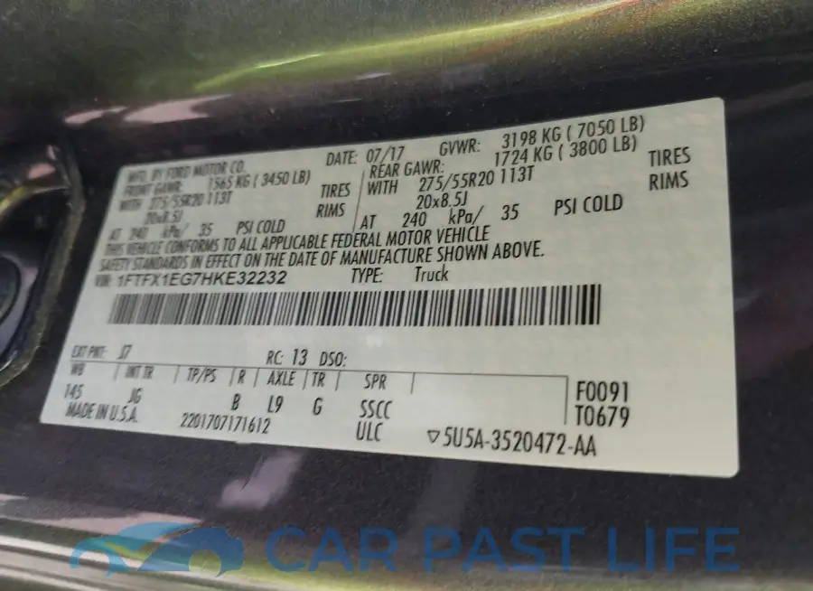 1FTFX1EG7HKE32232# 9