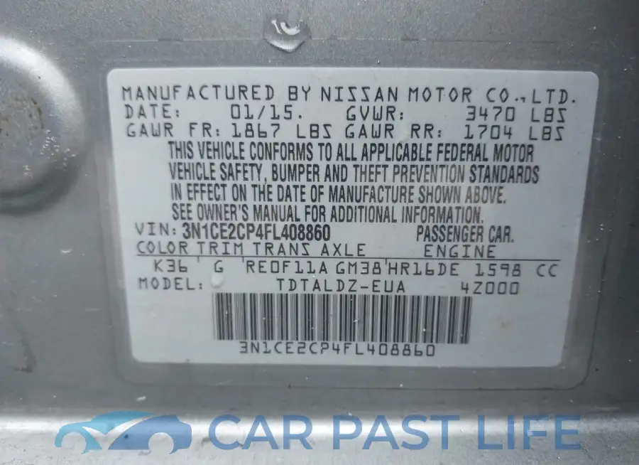 3N1CE2CP4FL408860# 9
