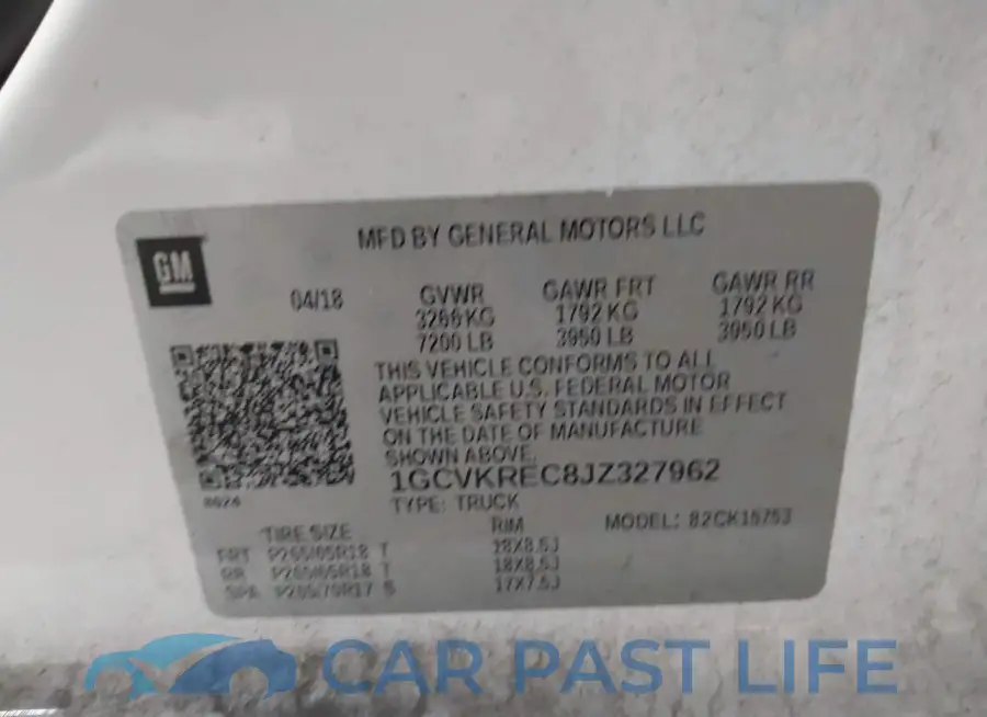 1GCVKREC8JZ327962# 9