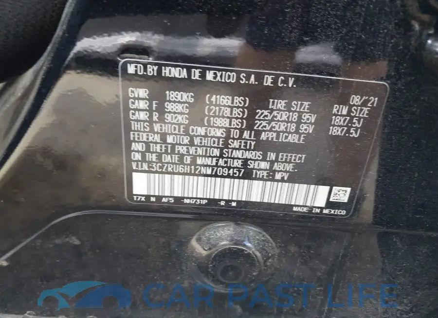 3CZRU6H12NM709457# 9