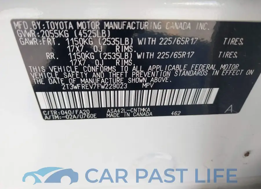 2T3WFREV7FW229023# 9