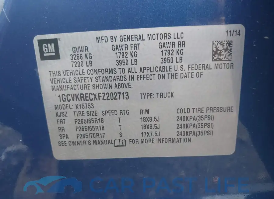 1GCVKRECXFZ202713# 9