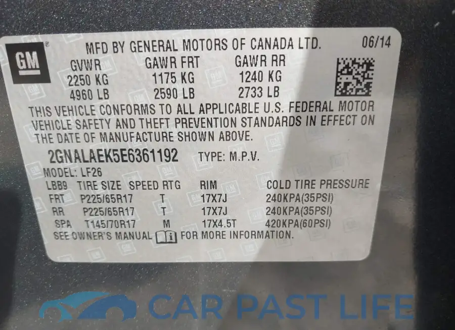 2GNALAEK5E6361192# 9
