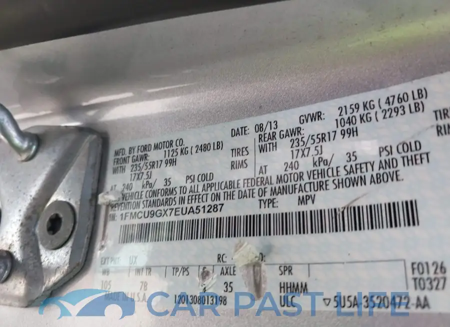 1FMCU9GX7EUA51287# 9