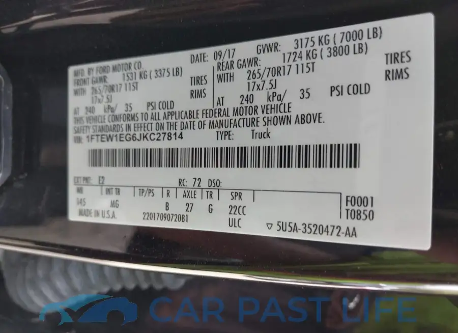 1FTEW1EG6JKC27814# 9