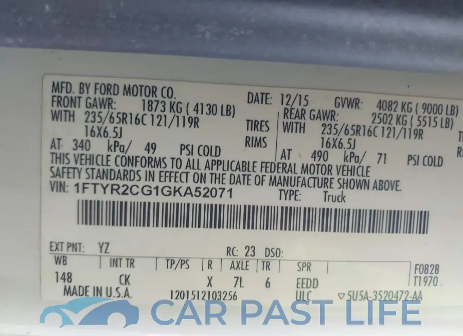1FTYR2CG1GKA52071# 9