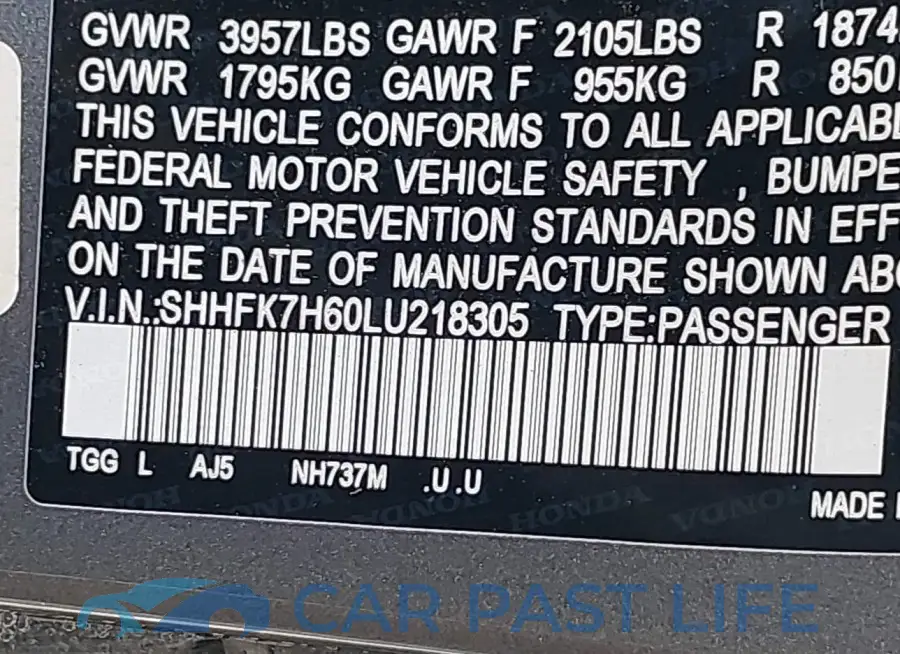SHHFK7H60LU218305# 9