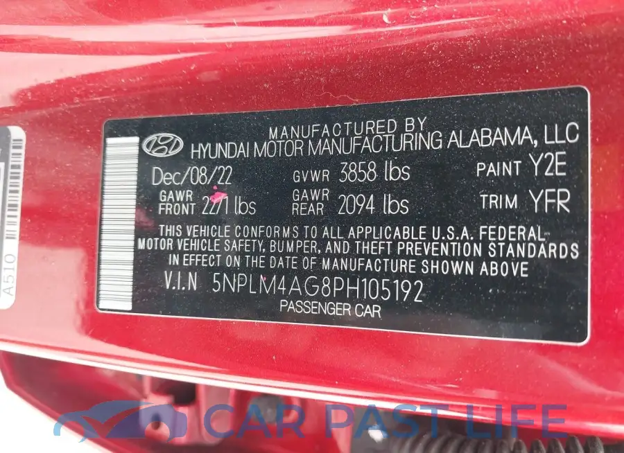5NPLM4AG8PH105192# 9