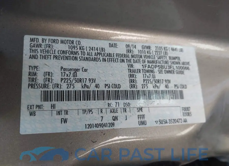 1FADP5BU3FL100066# 9