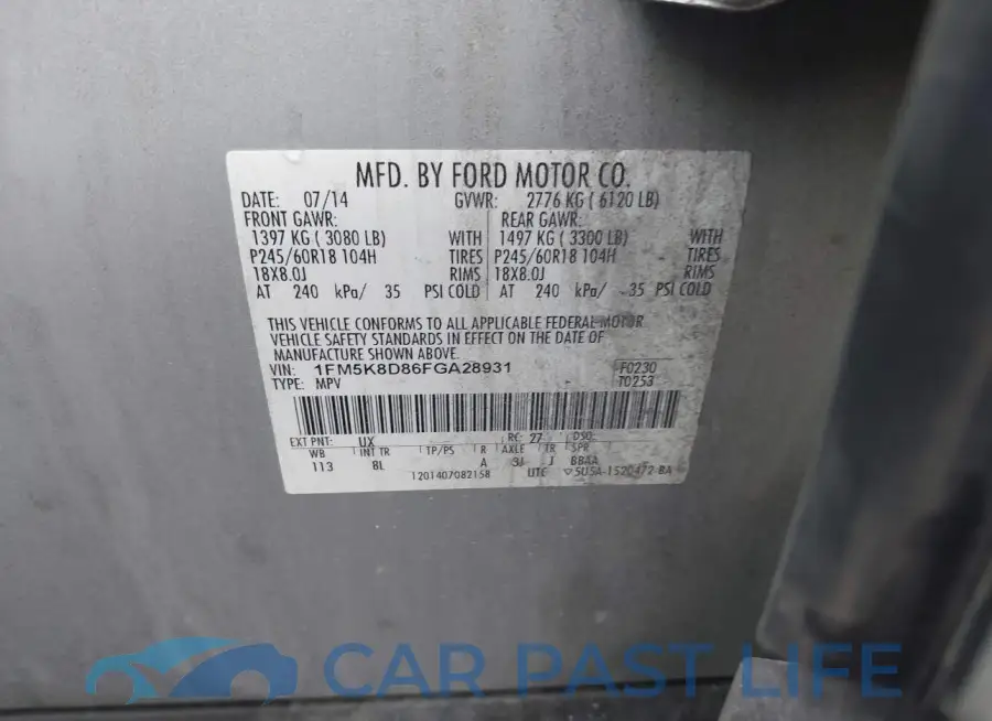 1FM5K8D86FGA28931# 9