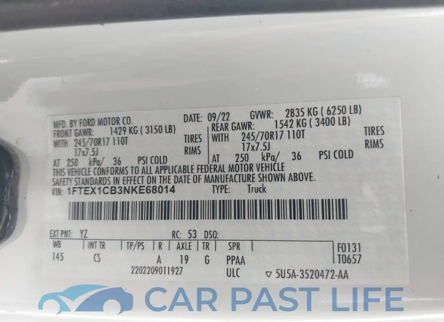 1FTEX1CB3NKE68014# 9