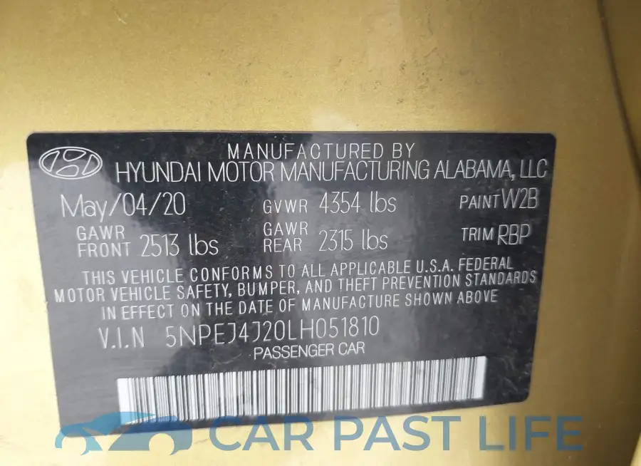 5NPEJ4J20LH051810# 9