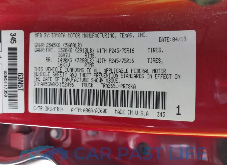 5TFAX5GN0KX152496# 9