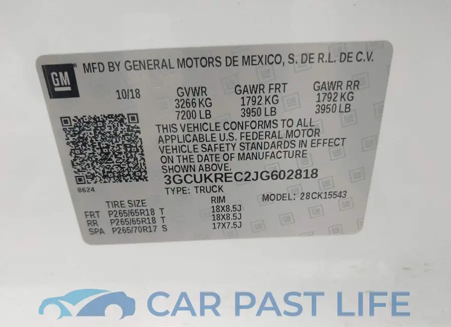 3GCUKREC2JG602818# 9