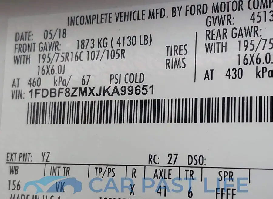 1FDBF8ZMXJKA99651# 9