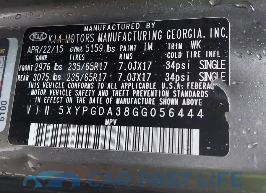 5XYPGDA38GG056444# 9