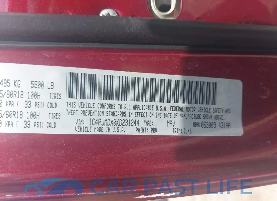 1C4PJMDX0KD231244# 9