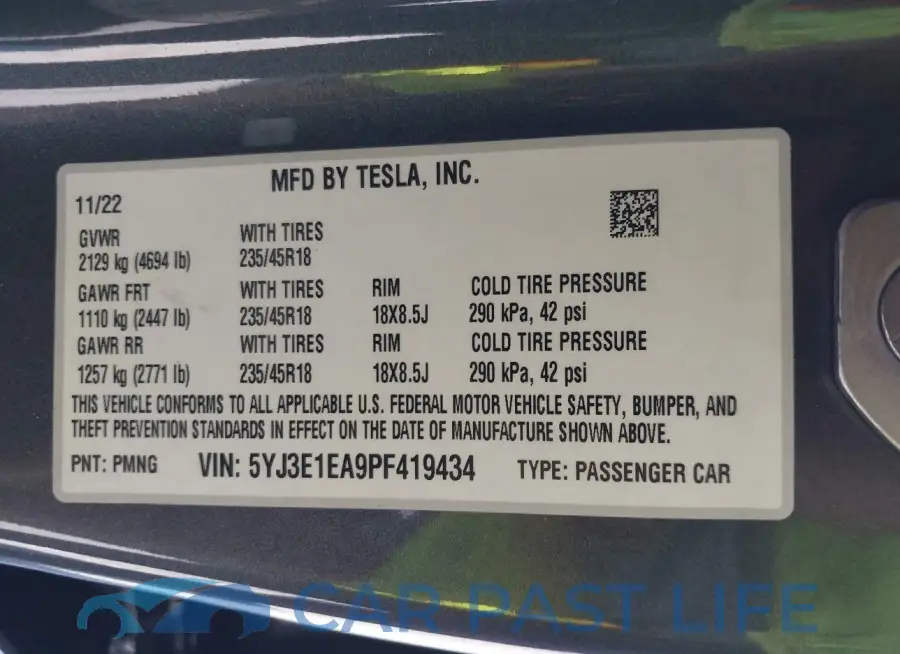 5YJ3E1EA9PF419434# 9