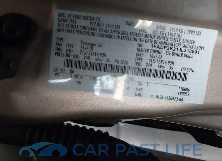 1FADP3K21JL318891# 9