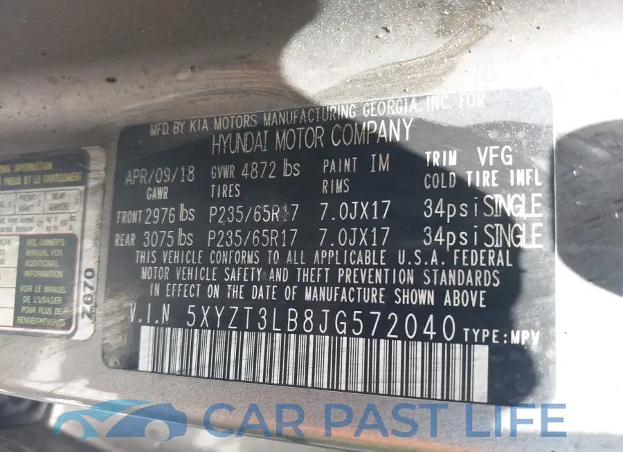 5XYZT3LB8JG572040# 9