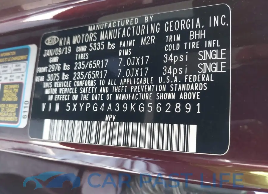 5XYPG4A39KG562891# 9