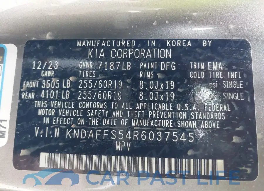 KNDAFFS54R6037545# 9