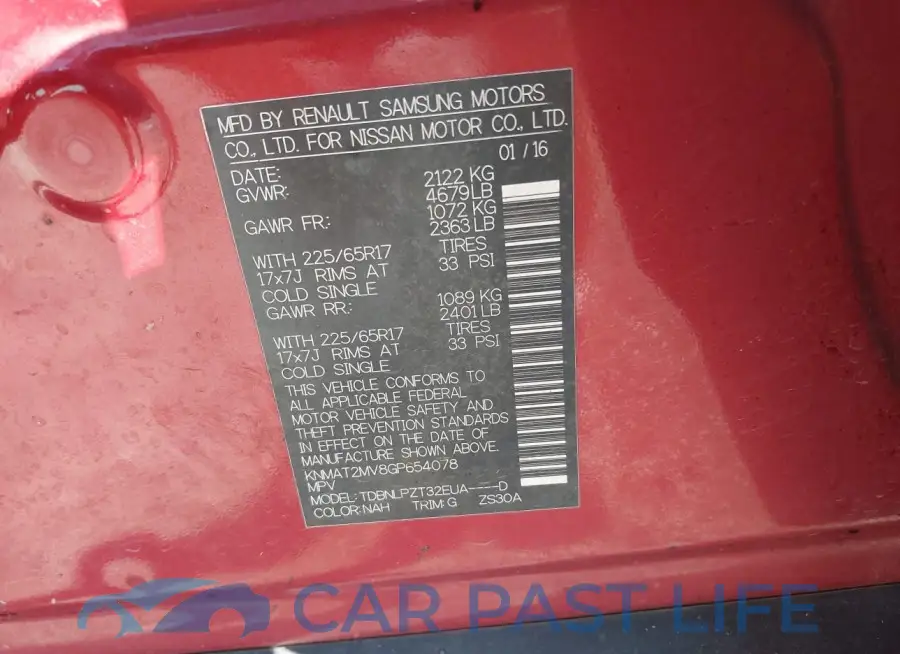 KNMAT2MV8GP654078# 9