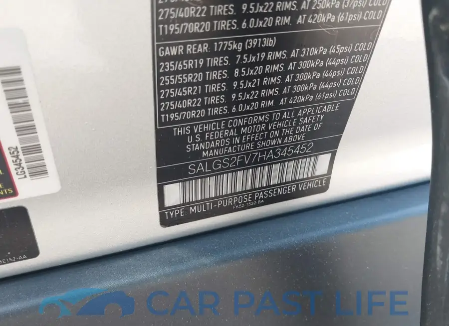 SALGS2FV7HA345452# 9