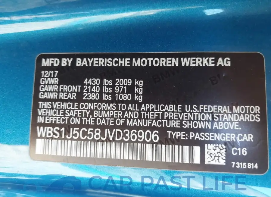 WBS1J5C58JVD36906# 9