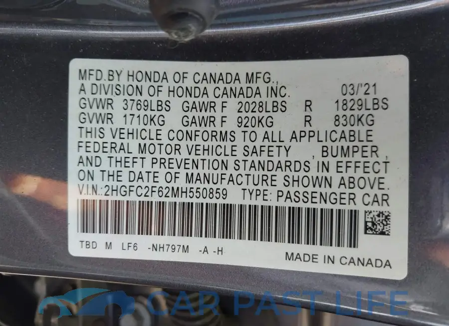 2HGFC2F62MH550859# 9