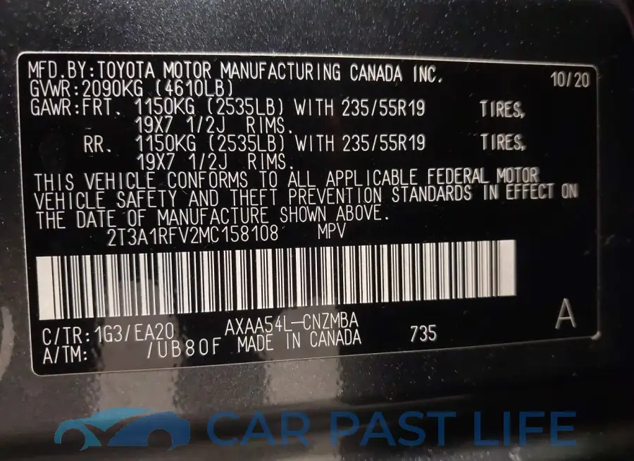2T3A1RFV2MC158108# 9