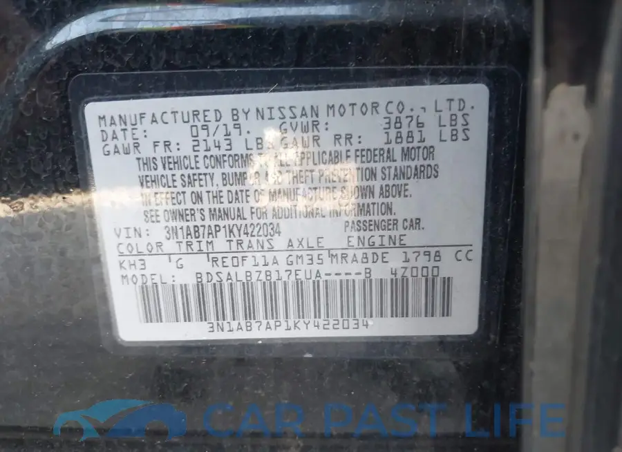 3N1AB7AP1KY422034# 9