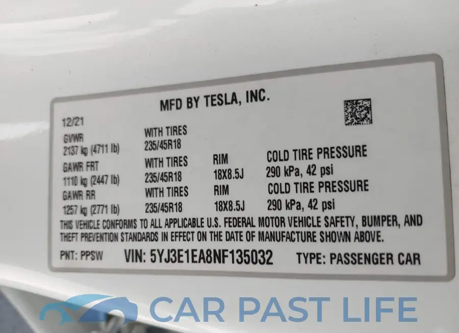 5YJ3E1EA8NF135032# 8