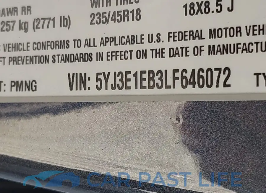 5YJ3E1EB3LF646072# 9