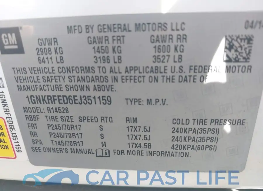 1GNKRFED6EJ351159# 9
