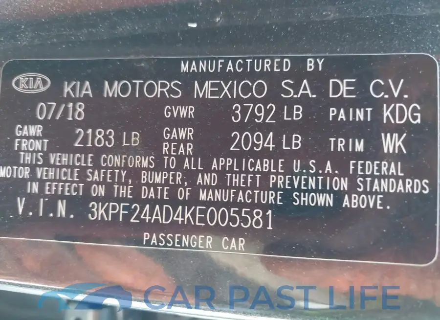 3KPF24AD4KE005581# 9